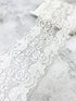 White Floral Stretch Lace Trim  Wide Lace Trim Remnant Stretchy Lace 5.75 inches width x 5 yards SLT00331